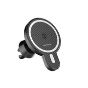 Suport telefon auto Serioux, MagSafe, incarcare wireless 15W, grila ventilatie, negru