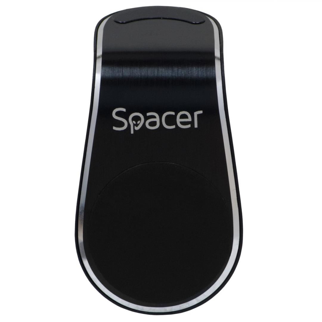 Suport telefon auto magnetic Spacer, grila ventilatie, 3.5-7 inch, rotire 360°, negru